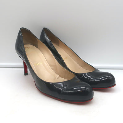 Christian Louboutin Simple 85 Pumps Black Patent Leather Size 38.5