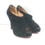 Christian Louboutin Treopli 120 Peep Toe Booties Black Ruched Suede Size 37