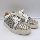 Christian Louboutin Vieira Spike Sneakers Gold Metallic Leopard Print Size 37.5