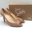 Christian Louboutin You You 85 Peep Toe Pumps Nude Patent Leather Size 41.5