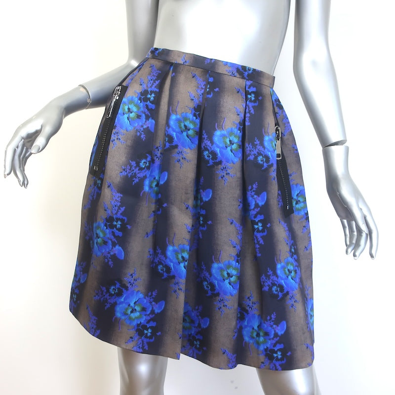 Christopher Kane Pleated Floral Print Organza Skirt