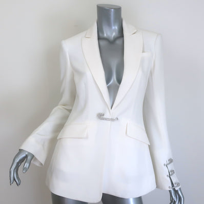 Cinq a Sept Cheyenne Rhinestone Pin Blazer Ivory Crepe Size 0
