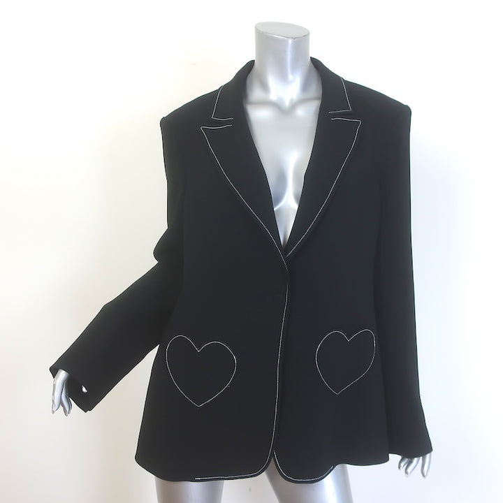 Cinq a Sept Heart-Pocket Blazer Black Crepe Size 12