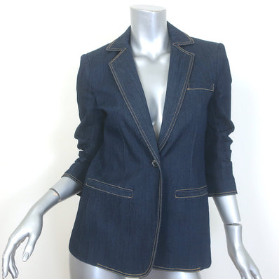 Cinq a Sept Khloe Denim Ruched-Sleeve Blazer Indigo Stretch