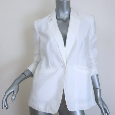 Cinq a Sept Khloe Tumbled Woven Blazer White Size 00 One-Button Jacket