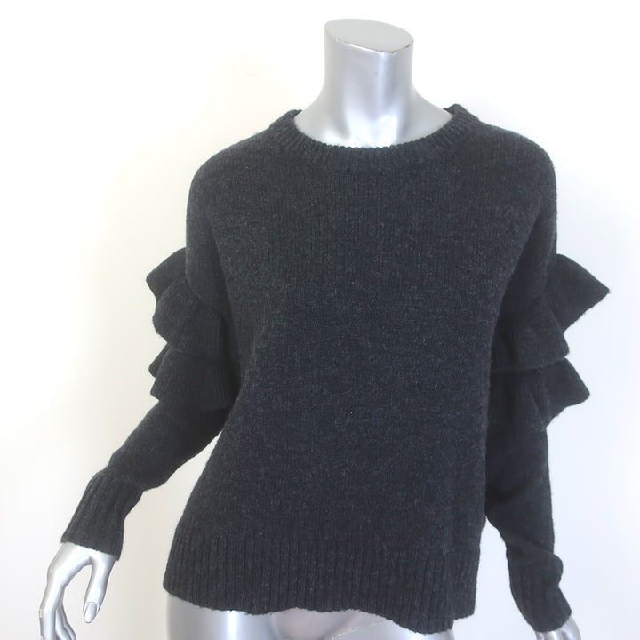 Cinq a Sept Mona Ruffle-Sleeve Sweater Charcoal 
