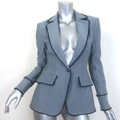 Cinq a Sept Sallie Frayed Denim Blazer Light Indigo 