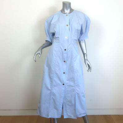 Colville Nexus Puff Sleeve Midi Dress Light Blue Cotton Poplin Size 42 US 6