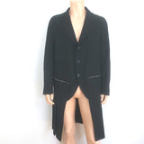 Comme des Garcons Homme Plus Pleated Long Jacket Black Wool Size Medium