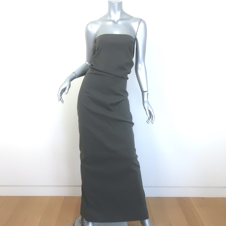 Cortana Strapless Tie-Back Maxi Dress Gray 