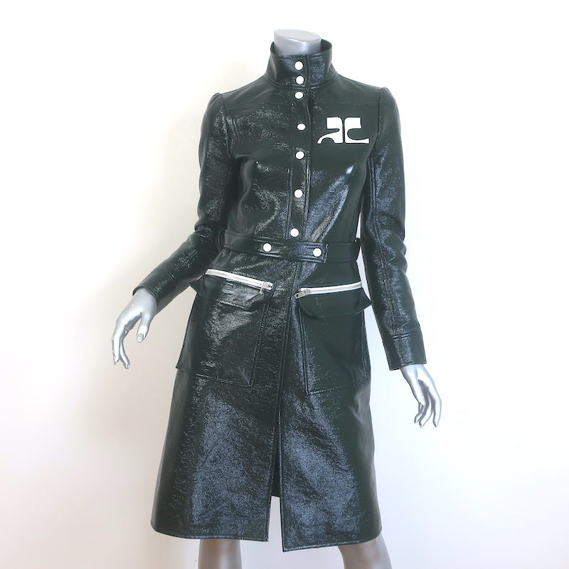 Courreges Re-Edition Vinyl Trench Coat Forest Green 