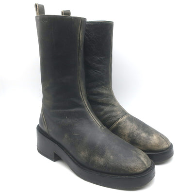 Courreges Rider Boots Black Patina Leather Size 40