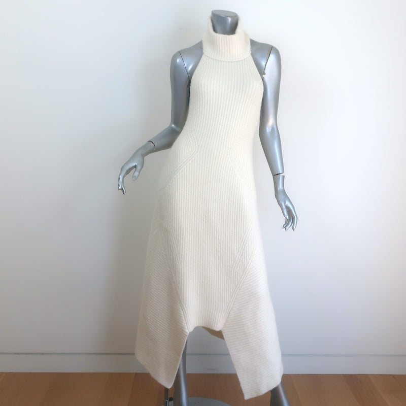 Cult Gaia Akiko Halter Midi Dress Cream Ribbed Knit Size Small NEW