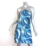 Cult Gaia Minna Chain-Strap Mini Dress Blue Paisley Print Satin Size Medium NEW