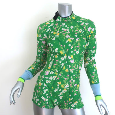 Cynthia Rowley Clover Wetsuit Green Floral Print Neoprene Size Large NEW