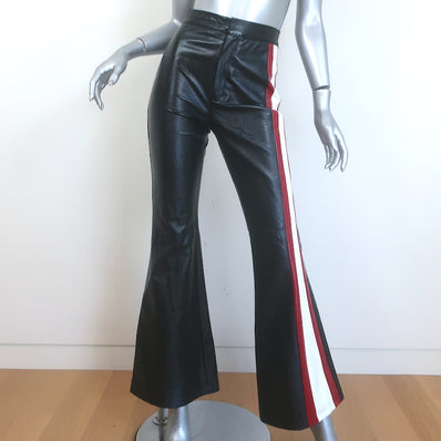 Cynthia Rowley Racer Side-Stripe Faux Leather Bell Bottom Pants