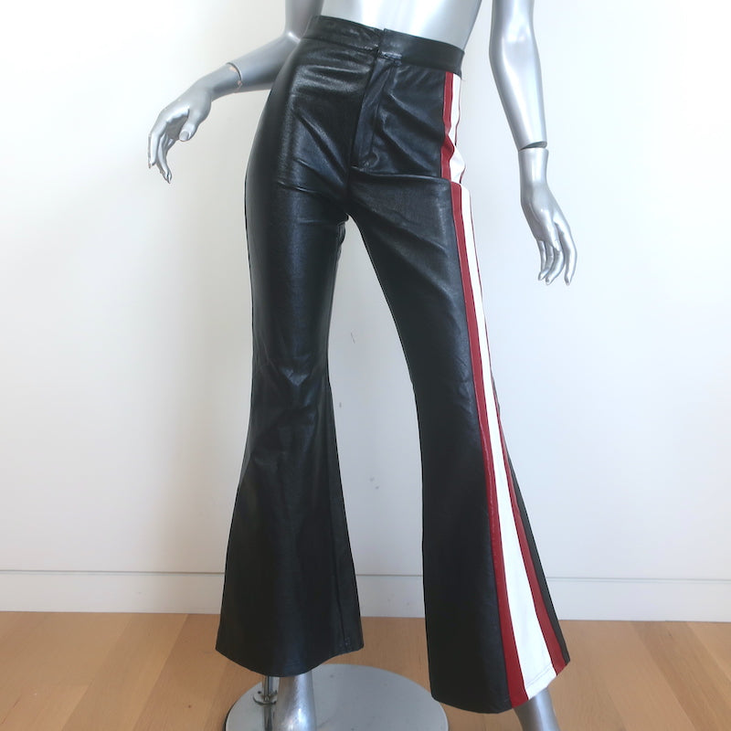 Cynthia Rowley Racer Side-Stripe Faux Leather Bell Bottom Pants