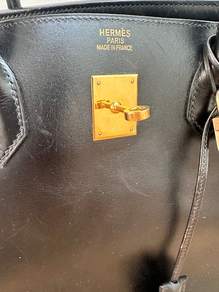 Hermes 2004 Birkin 40 Black Box Leather Gold Hardware