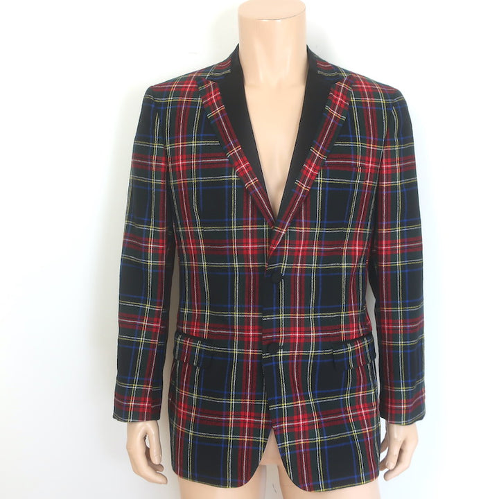 D&amp;G Dolce &amp; Gabbana Tartan Plaid Blazer Red/Black 