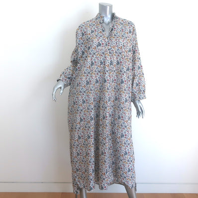 Daniela Gregis Long Sleeve Midi Dress White/Multi Floral Print Cotton One Size