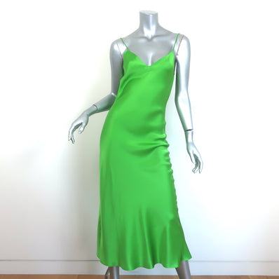 Dannijo Midi Slip Dress Kelly Green Silk Satin Size Small