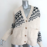 Derek Lam 10 Crosby Bette Fair Isle cardigan in cream and black, alpaca-wool blend, authentic pre-owned, size XS