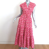 Derek Lam 10 Crosby Fatima Midi Dress Pink Floral Print Stretch Cotton Size 2
