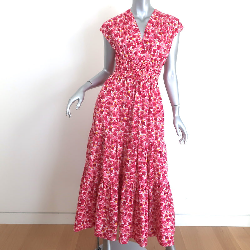 Derek Lam 10 Crosby Fatima Midi Dress Pink Floral Print Stretch Cotton Size 2