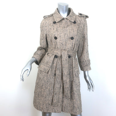 Derek Lam Belted Tweed Double Breasted Coat 