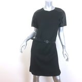 Derek Lam Leather-Sleeve Belted Shift Dress Black