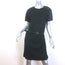 Derek Lam Leather-Sleeve Belted Shift Dress Black Virgin Wool Size US 4
