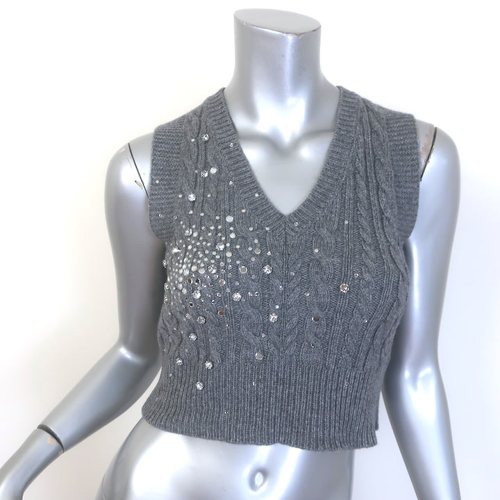 Des_Phemmes Crystal-Embellished Cable Knit Sweater Vest