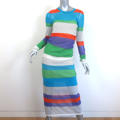 Diane von Furstenberg Colorblock Knit Long Sleeve Maxi Dress Multi Size Small