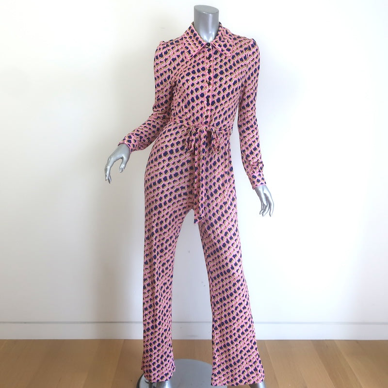 Diane von Furstenberg Milly Belted Jumpsuit Pink