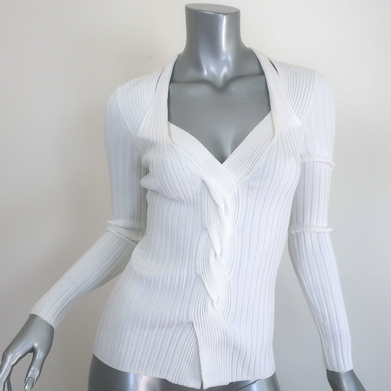 Diane von Furstenberg Monaco Cutout Sweater White Ribbed Knit Size Small NEW