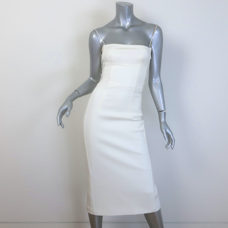 Dion Lee Lace-Up Side Bustier Midi Dress White Size US 2
