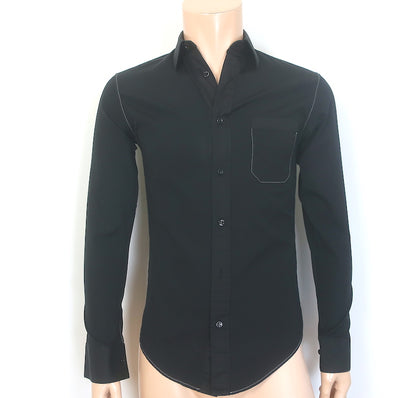 Dior Homme Contrast-Seam Shirt Black Cotton Size 37