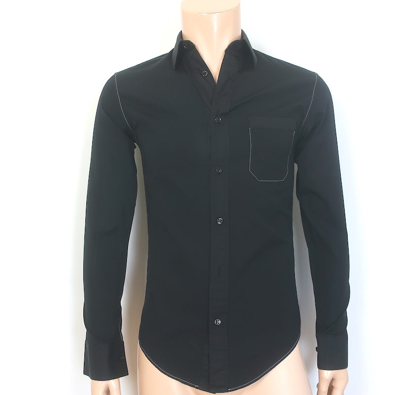 Dior Homme Contrast-Seam Shirt Black Cotton Size 37