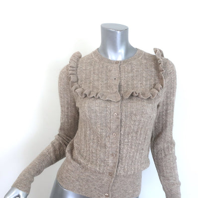 Doen Altheda Ruffled Pointelle Cardigan Oatmeal