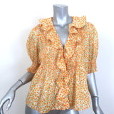 Doen Henri Clementine Ruffle Top Daisy Fields Floral Print Cotton Size Large NEW