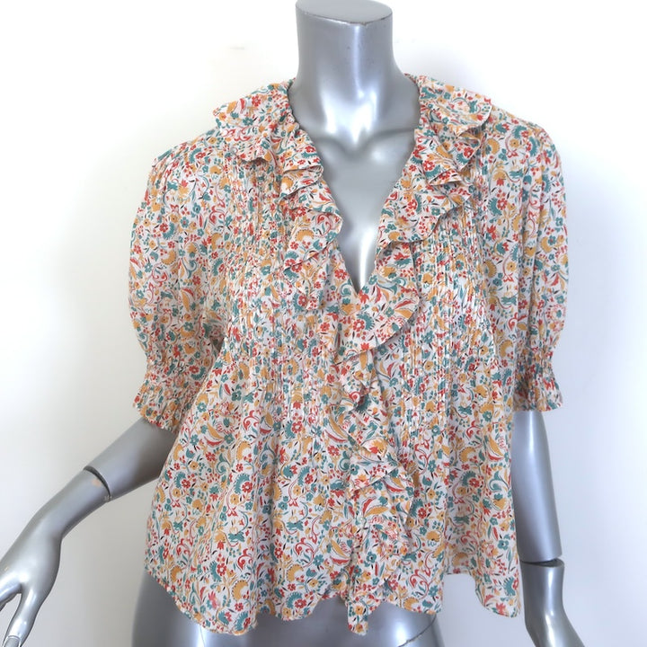 Doen Henri Ruffled Floral Print Top