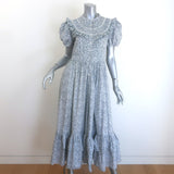 Doen Jolie Puff Sleeve Maxi Dress White/Blue Floral 