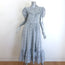 Doen Jolie Puff Sleeve Maxi Dress White/Blue Floral Print Cotton Size Small