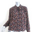 Doen Judith Tie-Neck Top Navy Floral Print Silk Size Medium Long Sleeve Blouse