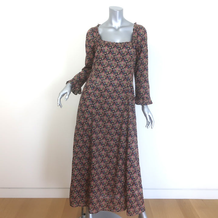 Doen Marisa Ruffle-Trimmed Maxi Dress Black Floral 