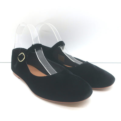Doen Mary Jane Slippers Black Velvet Size 37.5