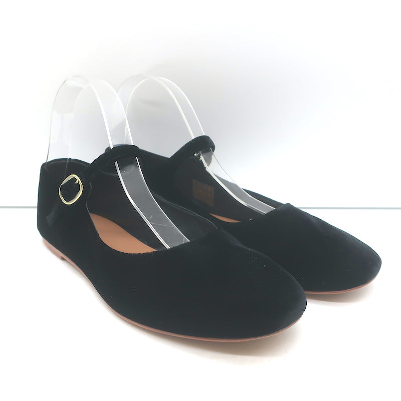 Doen Mary Jane Slippers Black Velvet Size 37.5