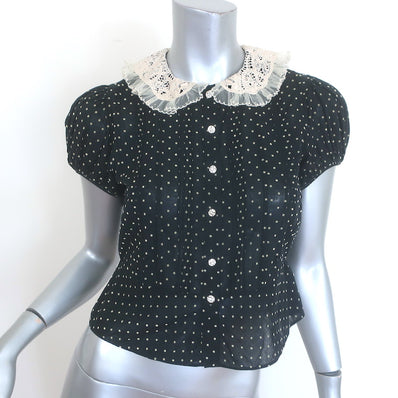 Doen Oleta Lace-Collar Polka Dot Top