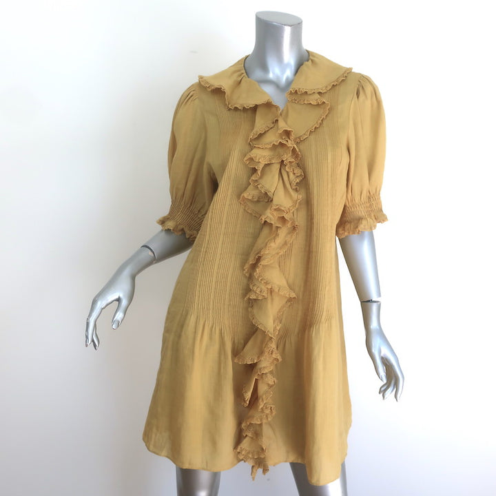 Doen Piper Puff Sleeve Ruffled Mini Dress Mustard 