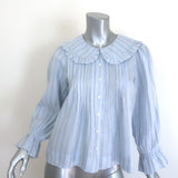 Doen Ruffled Collar Button Down Blouse Light Blue 